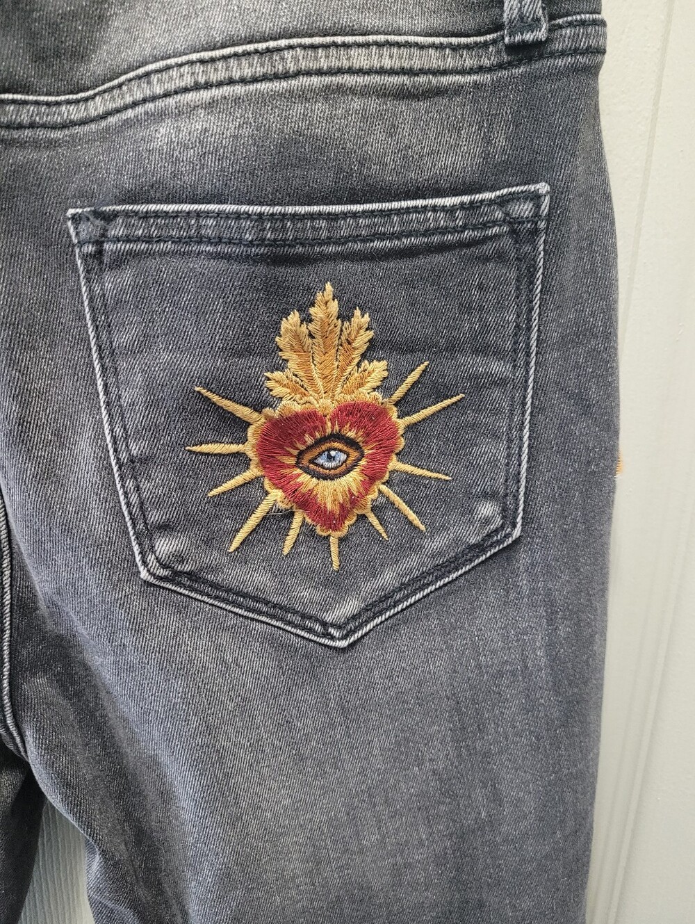 Driftwood Jackie Skinny Hallucination Embroidered Free People Jeans Size 28 - Picture 10 of 12